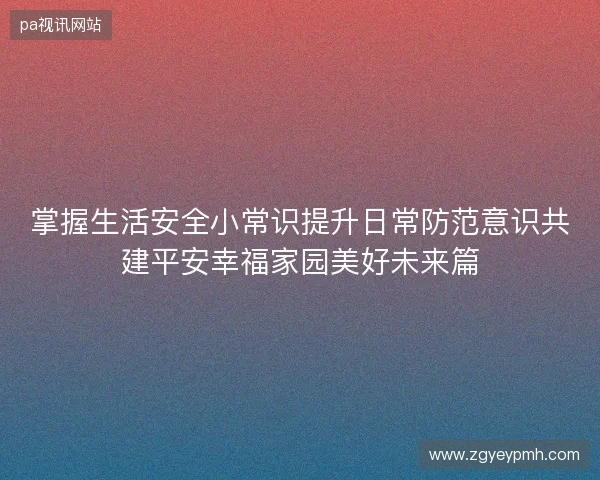 掌握生活安全小常识提升日常防范意识共建平安幸福家园美好未来篇